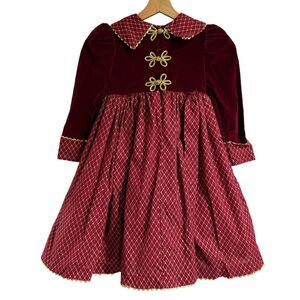 Vtg DAISY KINGDOM Factory Dress Golden Angel Windsor Sz 4 Christmas Maroon
